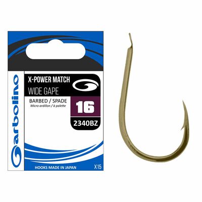 Hame&ccedil;ons Garbolino Non Mont&eacute;s X-Power Match Wide Gape (x15) - Hame&ccedil;ons non Mont&eacute;s &agrave; Palettes | Pacific P&ecirc;che