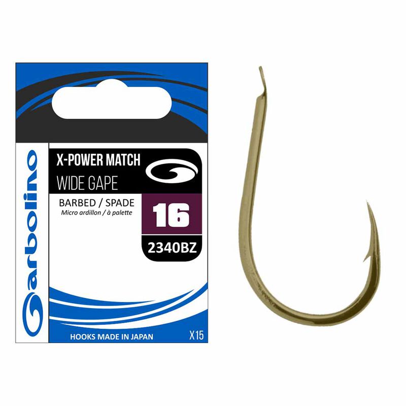 Hame&ccedil;ons Garbolino Non Mont&eacute;s X-Power Match Wide Gape (x15) - Hame&ccedil;ons non Mont&eacute;s &agrave; Palettes | Pacific P&ecirc;che