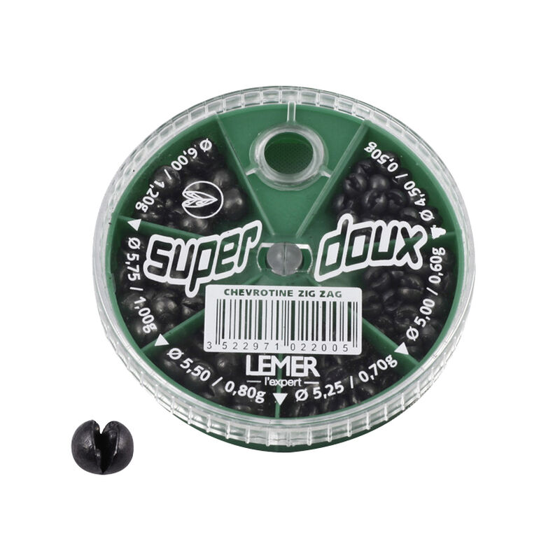 Boite de plombs fendus coup lemer 6 cases chevrotine zig zag - Ronds | Pacific P&ecirc;che