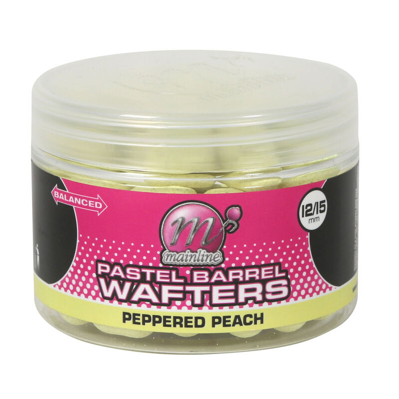 Bouillettes &eacute;quilibr&eacute;es carpe mainline wafter barrels peppered peach 12/15mm - Equilibr&eacute;es | Pacific P&ecirc;che