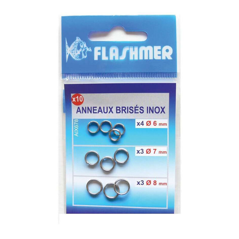 Kit Anneaux Bris&eacute;s FLASHMER Inox N&deg;6-7-8 X10 - Anneaux / Anneaux Bris&eacute;s | Pacific P&ecirc;che