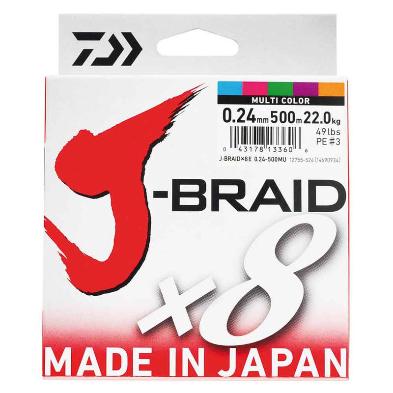 Tresse daiwa jbraid 8 brins multi-color 500m - Tresses | Pacific P&ecirc;che
