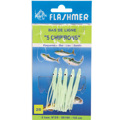 Bas de ligne mer flashmer 5 chipirons - Bas de Lignes / Lignes Mont&eacute;es | Pacific P&ecirc;che