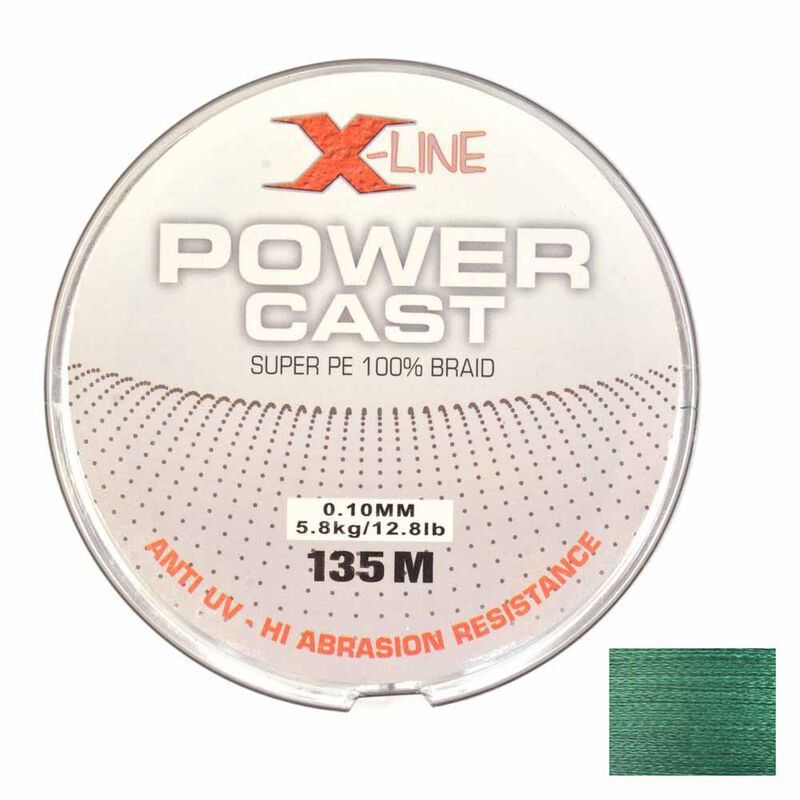 Tresse X-Line Power Cast Verte 4 Brins 135m - Tresses | Pacific P&ecirc;che