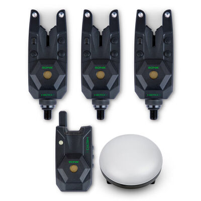 Coffret 3 d&eacute;tecteurs + 1 centrale + 1 lampe bivvy Sonik HeroX - Coffrets d&eacute;tecteurs | Pacific P&ecirc;che