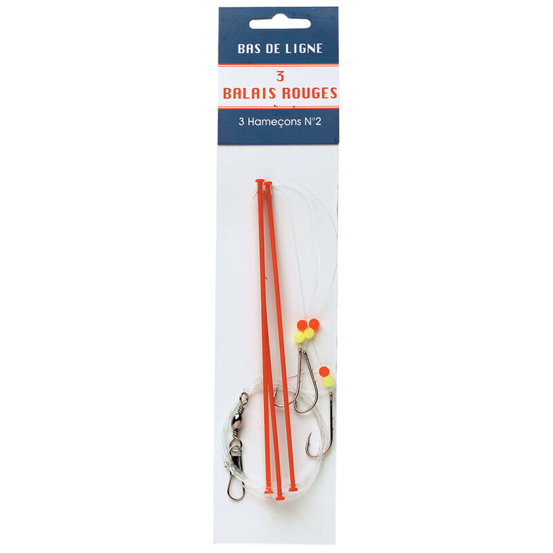 Bas de ligne mer flashmer balais rouge x3 - Bas de Lignes / Lignes Mont&eacute;es | Pacific P&ecirc;che