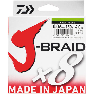 Tresse Daiwa J-Braid x8 Chartreuse 150m - Tresses | Pacific P&ecirc;che