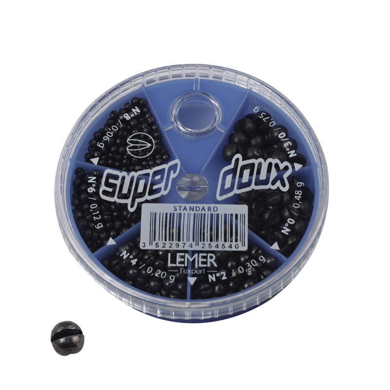 Boite de plombs fendus coup lemer 6 cases super doux standard - Plombs | Pacific P&ecirc;che