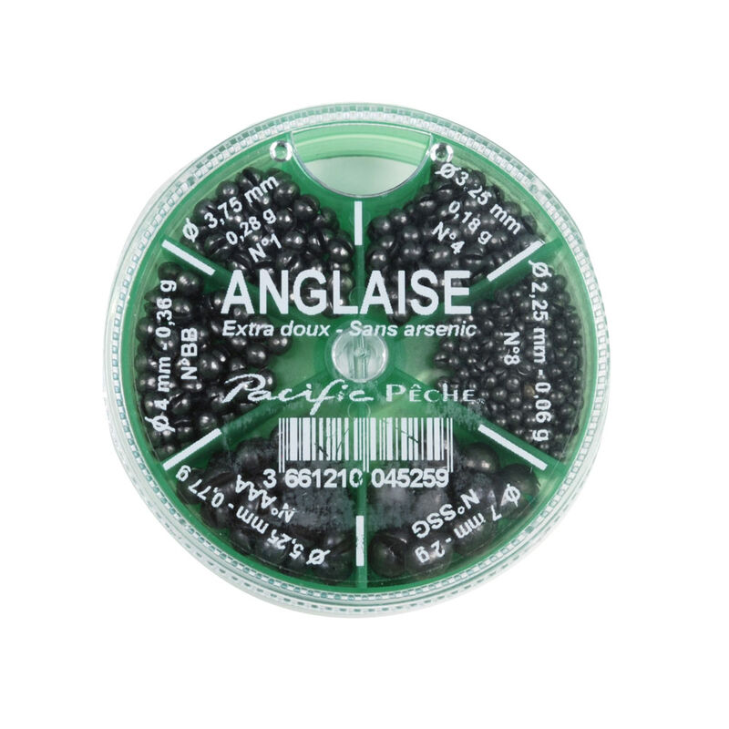 Boite de plombs fendus coup lemer 6 cases super doux anglaise - Ronds | Pacific P&ecirc;che