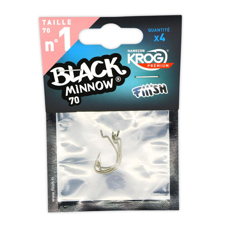 Hame&ccedil;ons texan fiiish krog premium vmc black minnow 70 (x4) - Leurres Souples | Pacific P&ecirc;che