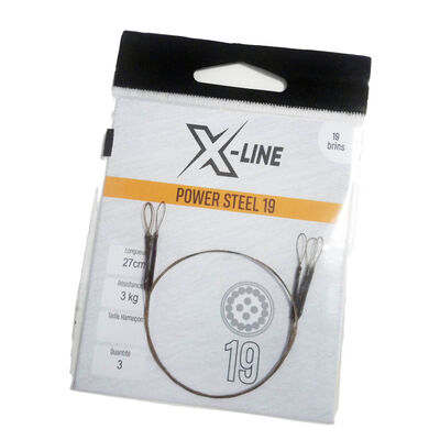 Bas de ligne acier carnassier x-line power steel 19 brins 27cm (x3) - Bas de ligne mont&eacute;s | Pacific P&ecirc;che