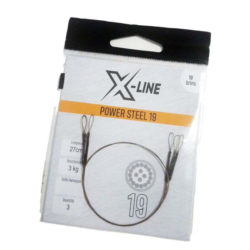 Bas de ligne acier carnassier x-line power steel 19 brins 27cm (x3) - Bas de ligne mont&eacute;s | Pacific P&ecirc;che