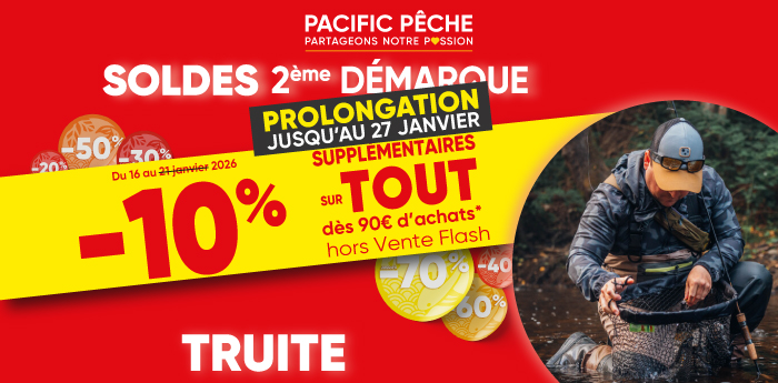 Soldes p&ecirc;che truite jusqu'&agrave; -50%